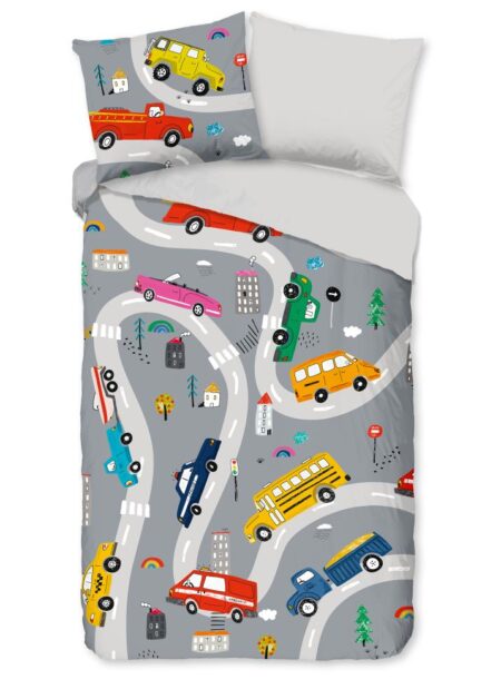Pure Kinderdekbedovertrek "Voyage" - Grijs - (140x220 cm) - 100% Polyester