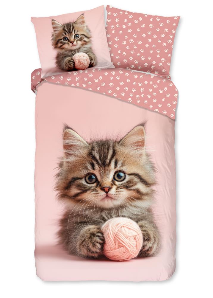 Good Morning Kinderdekbedovertrek "Chat" - Roze - (135x200 cm) - 100% Katoen - Afbeelding 2