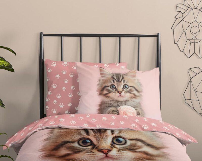 Good Morning Kinderdekbedovertrek "Chat" - Roze - (135x200 cm) - 100% Katoen - Afbeelding 4