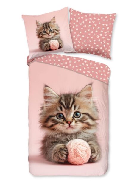 Good Morning Kinderdekbedovertrek "Chat" - Roze - (135x200 cm) - 100% Katoen
