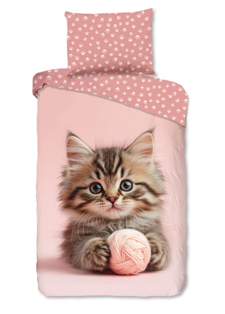 Good Morning Kinderdekbedovertrek "Chat" - Roze - (140x200 cm) - 100% Katoen