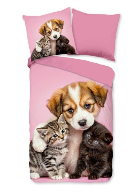 Pure Kinderdekbedovertrek "Amis" - Roze - (135x200 cm) - 100% Polyester