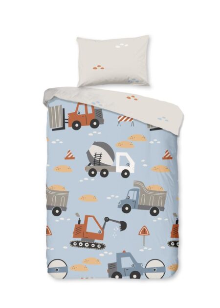 Good Morning Kinderdekbedovertrek "Mack" - Blauw - (120x150 cm) - 100% Katoen