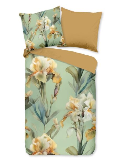 Good Morning Dekbedovertrek "Iris" - Groen - (155x220 cm) - 100% Katoen
