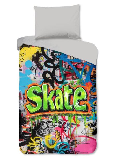 Good Morning Kinderdekbedovertrek "Skate" - Grijs - (140x200 cm) - 100% Katoen