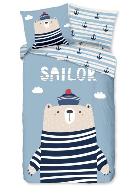 Good Morning Kinderdekbedovertrek "Captain" - Blauw - (140x220 cm) - 100% Katoen