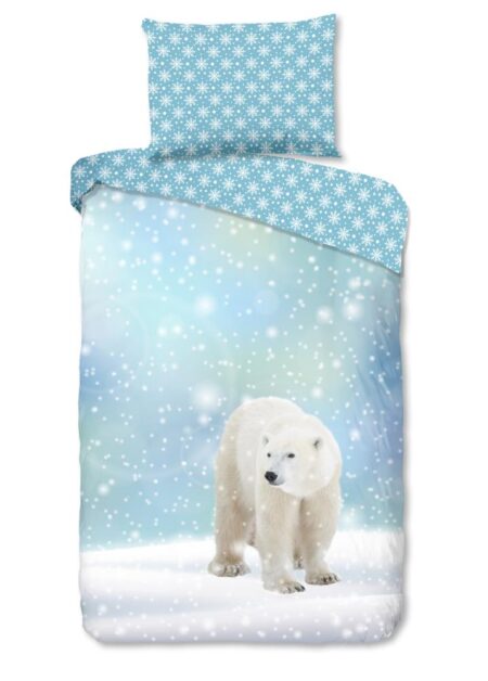 Good Morning Kinderdekbedovertrek "Icebear" - Blauw - (140x200 cm) - 100% Katoen