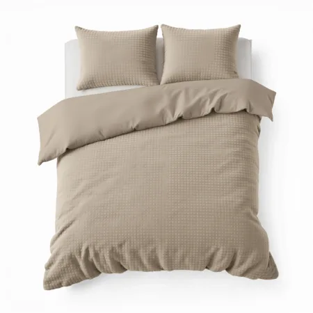 Sleeptime Check Teddy Taupe 200 x 200/220 cm