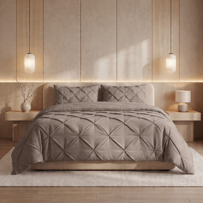 Sleeptime Lazy Dekbed Pintuck Taupe 200 x 200 cm - Afbeelding 3