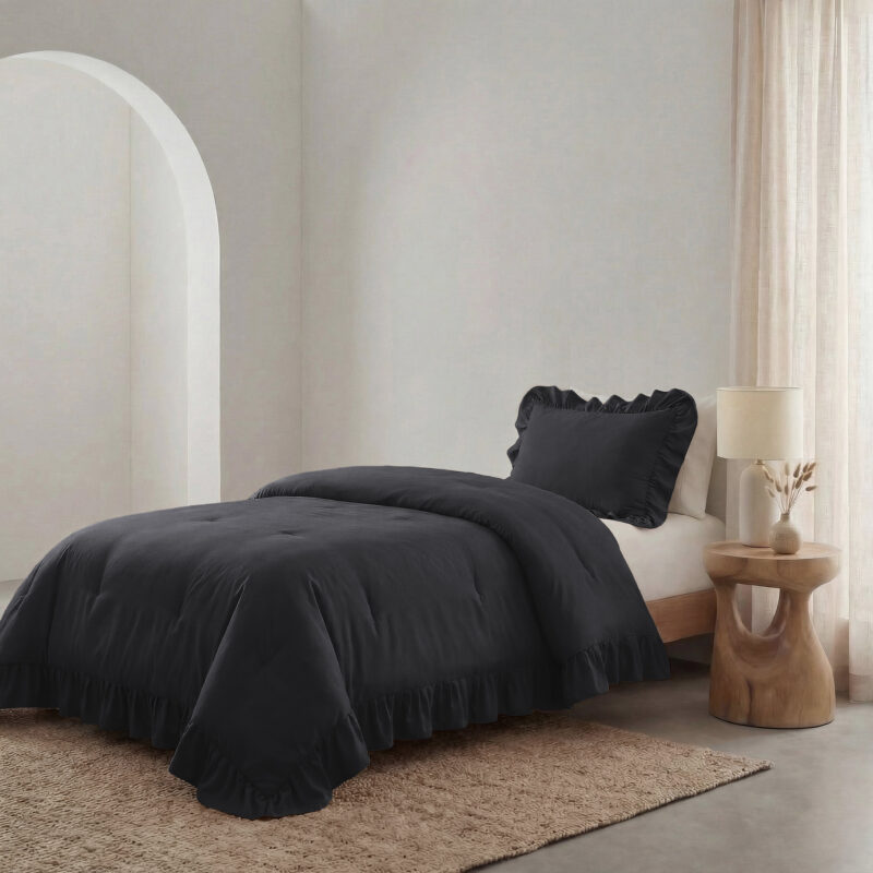 Sleeptime Lazy Dekbed Ruffles Antraciet 140 x 200 cm - Afbeelding 2