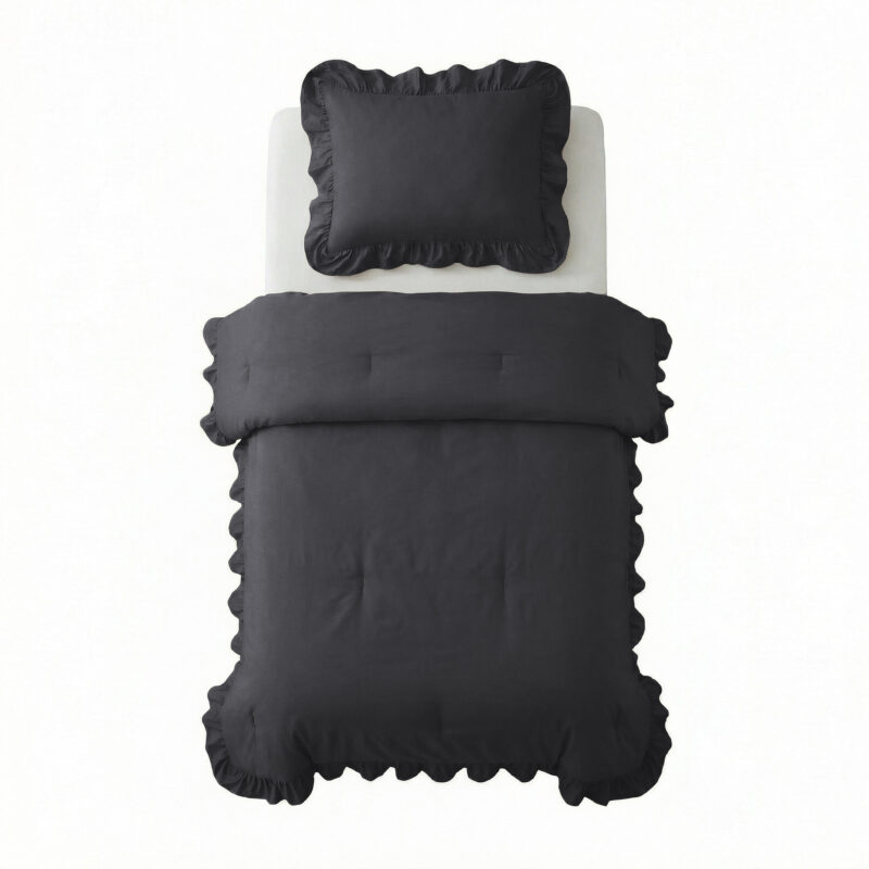 Sleeptime Lazy Dekbed Ruffles Antraciet 140 x 200 cm