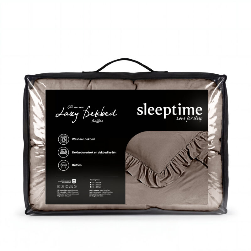 Sleeptime Lazy Dekbed Ruffles Taupe 200 x 200 cm - Afbeelding 3