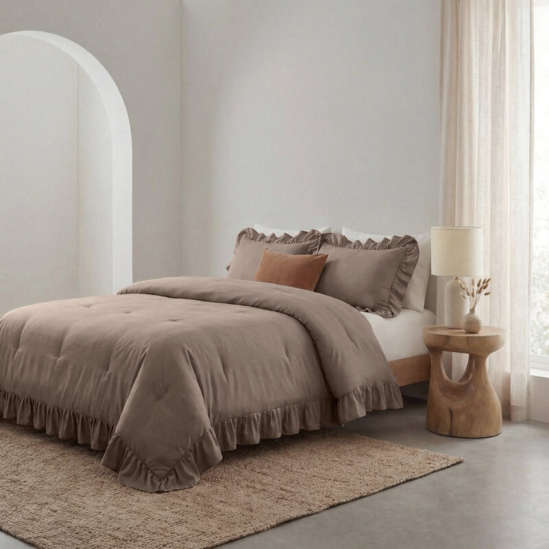 Sleeptime Lazy Dekbed Ruffles Taupe 240 x 200 cm - Afbeelding 2