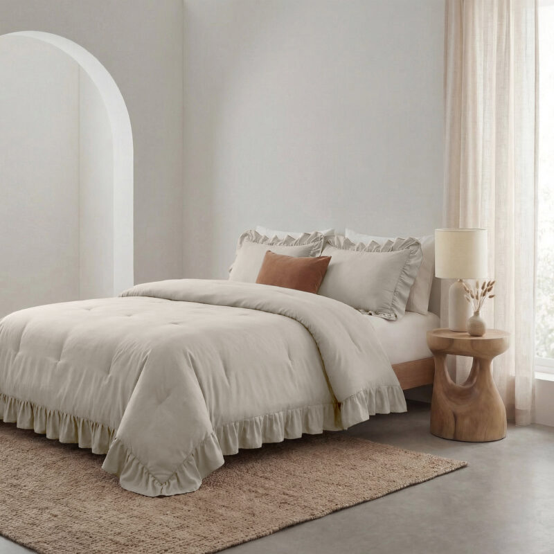 Sleeptime Lazy Dekbed Ruffles Taupe/Grijs 200 x 200 cm - Afbeelding 2