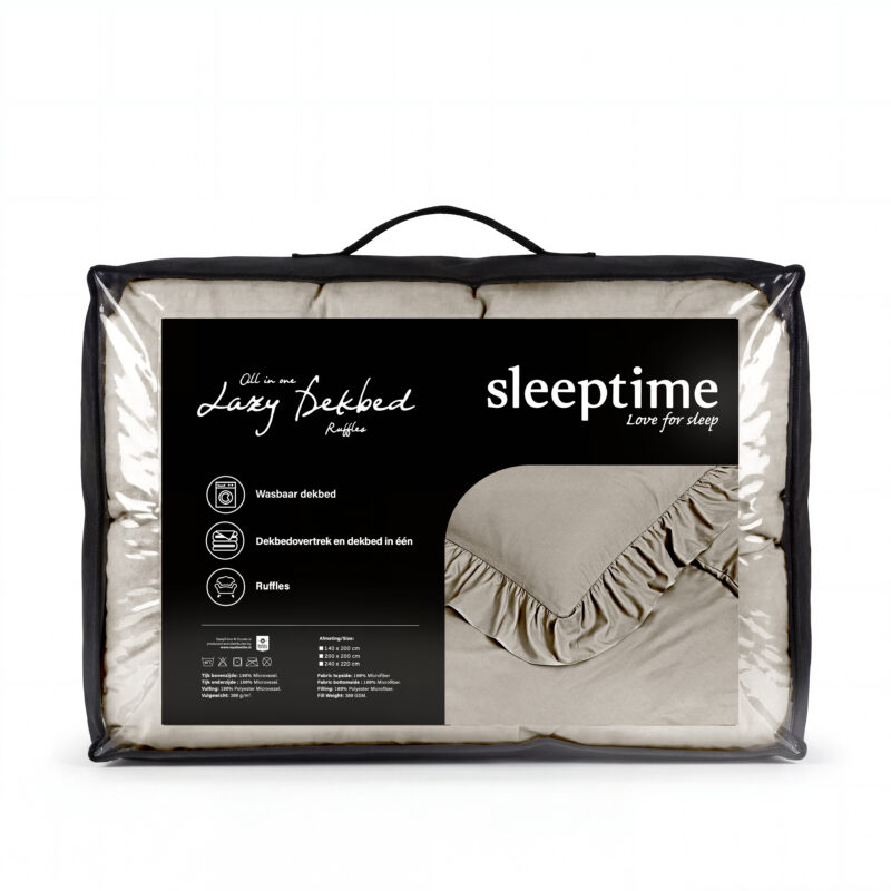Sleeptime Lazy Dekbed Ruffles Taupe/Grijs 200 x 200 cm - Afbeelding 3