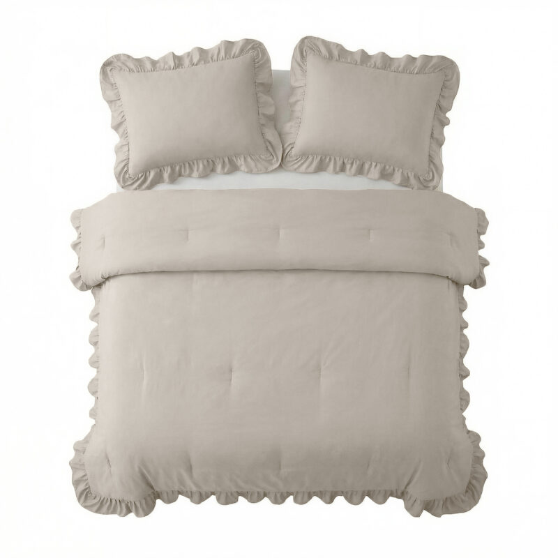 Sleeptime Lazy Dekbed Ruffles Taupe/Grijs 200 x 200 cm
