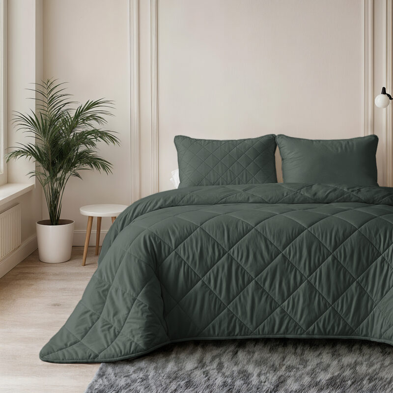 Sleeptime Lazy Dekbed Uni Grijs/Groen 140 x 200 Met Kussensloop cm - Afbeelding 2