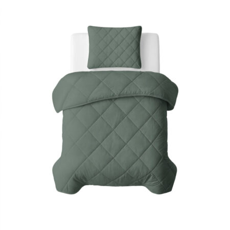 Sleeptime Lazy Dekbed Uni Grijs/Groen 140 x 200 Met Kussensloop cm