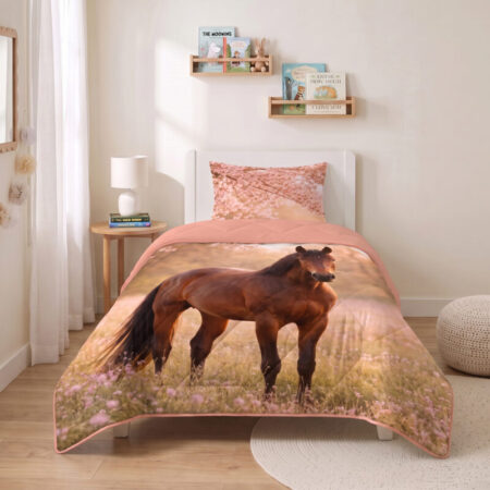 Sleeptime Lazy Kids Dekbed Luxe paard Roze 140 x 200 cm