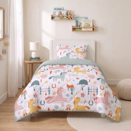 Sleeptime Lazy Kids Dekbed Paardjes Wit 140 x 200 cm