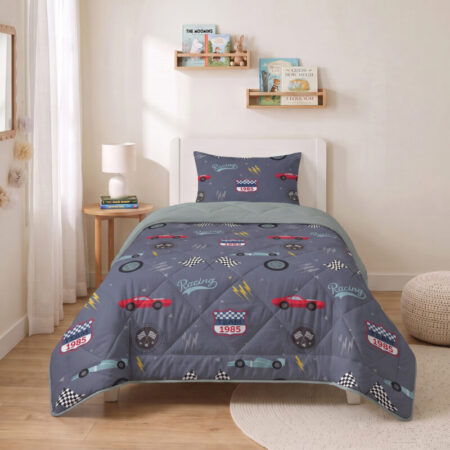 Sleeptime Lazy Kids Dekbed Race auto Blauw 140 x 200 cm