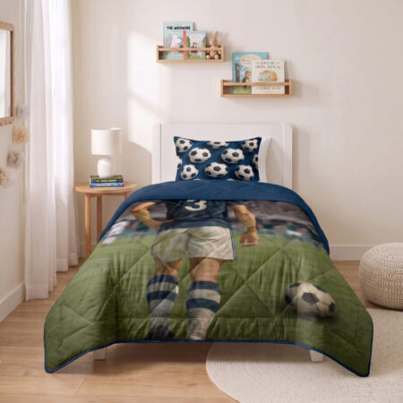 Sleeptime Lazy Kids Dekbed Voetbal ster Blauw 140 x 200 cm