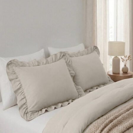 Sleeptime Lazy Ruffles Kussenslopen 2pack Taupe/Grijs 60 x 70 cm