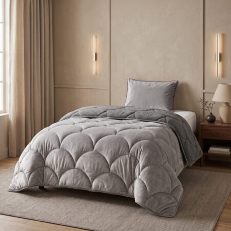Sleeptime Lazy Teddy/Velvet  Taupe/Grijs 140x200cm + 1x60x70 cm