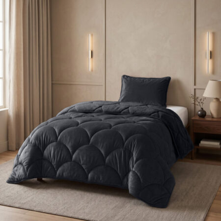 Sleeptime Lazy Teddy/Velvet Zwart 140x200cm + 1x60x70 cm