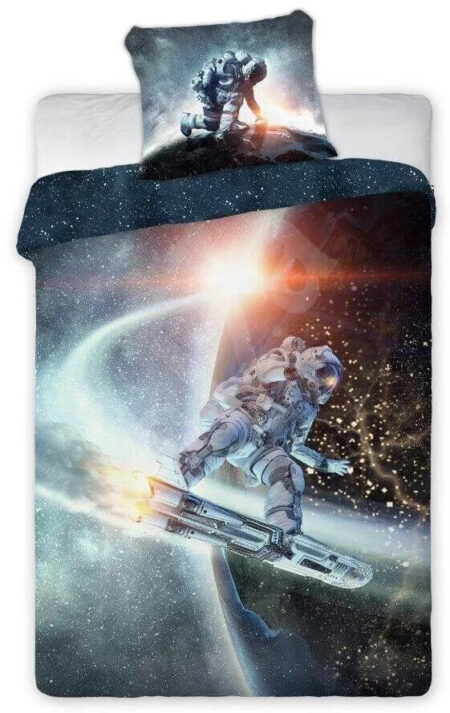 Astronaut dekbedovertrek Space Surf 140 x 200 cm - 70 x 90 cm - katoen