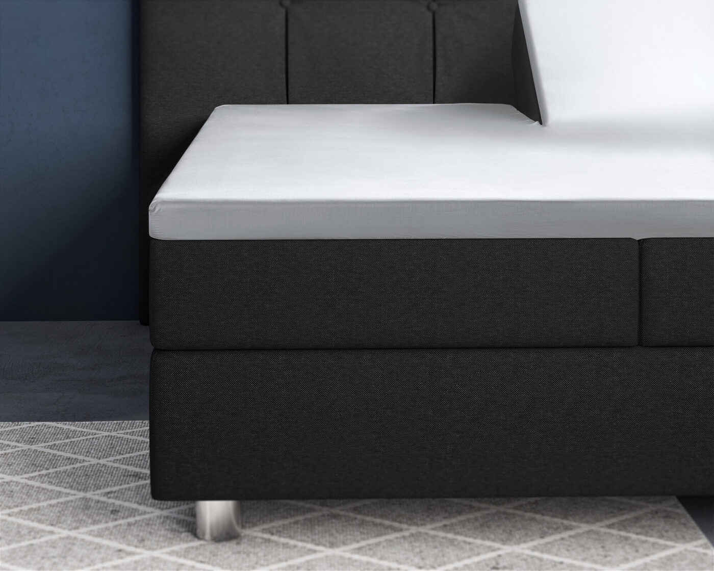 Primaviera Deluxe Splittopper Satijn Hoeslaken Wit 180 x 200 cm - Afbeelding 2